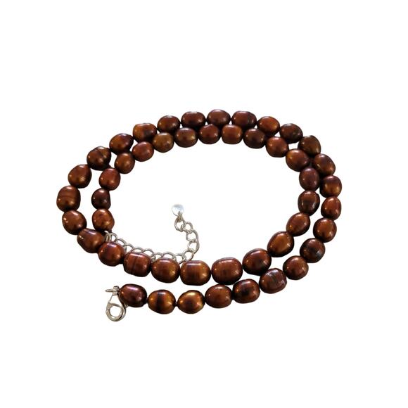 Sterling Silver Honora Brown Pearl Necklace - Picture 1 of 7